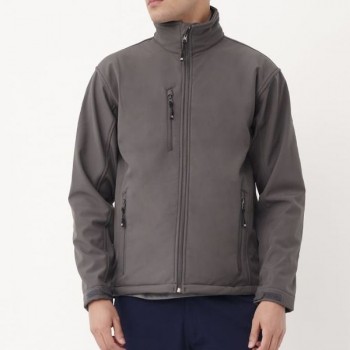 Cazadora softshell con cremallera y bolsillos gris